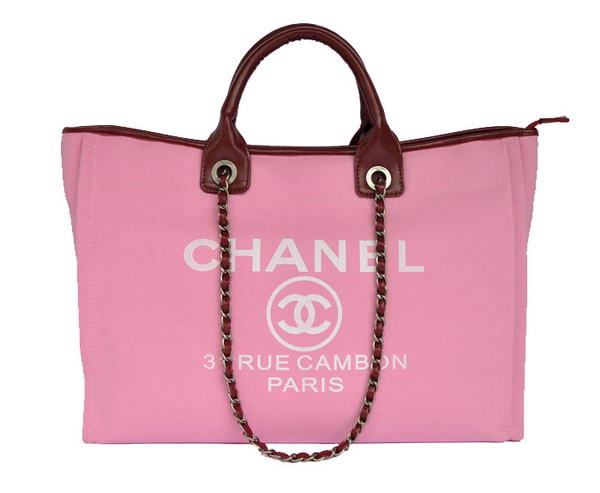Replica Chanel Large Canvas Tote Shopping Bag A66942 Peach On Sale
